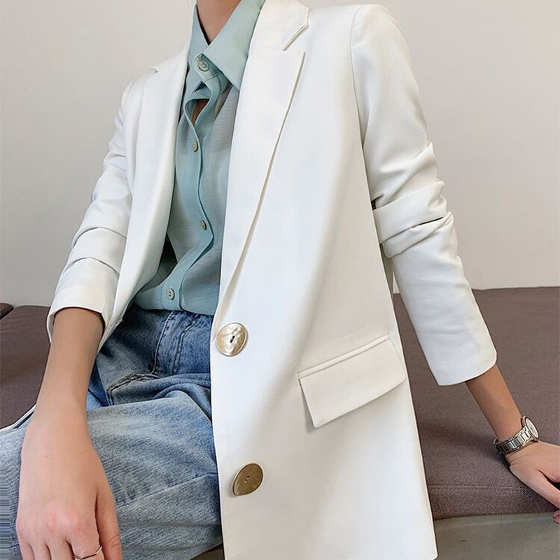 Women Blazers and Jackets Korean-Style Loose Fashion Women Clothing Spring and Autumn New Suit Jacket, White
Women Blazers and Jackets Korean-Style Loose Fashion Women Clothing Spring and Autumn New Suit Jacket, White