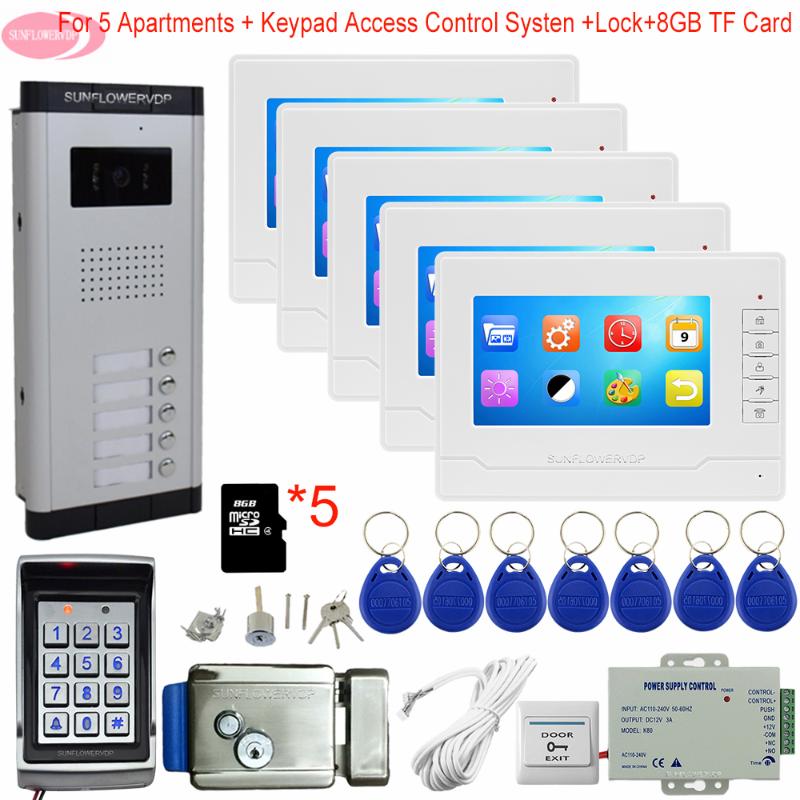 7" Video Intercom With Recording + 8GB TF Card Video Intercom For a Private House Entry Keypad Access Control + Lock
7" Video Intercom With Recording + 8GB TF Card Video Intercom For a Private House Entry Keypad Access Control + Lock
