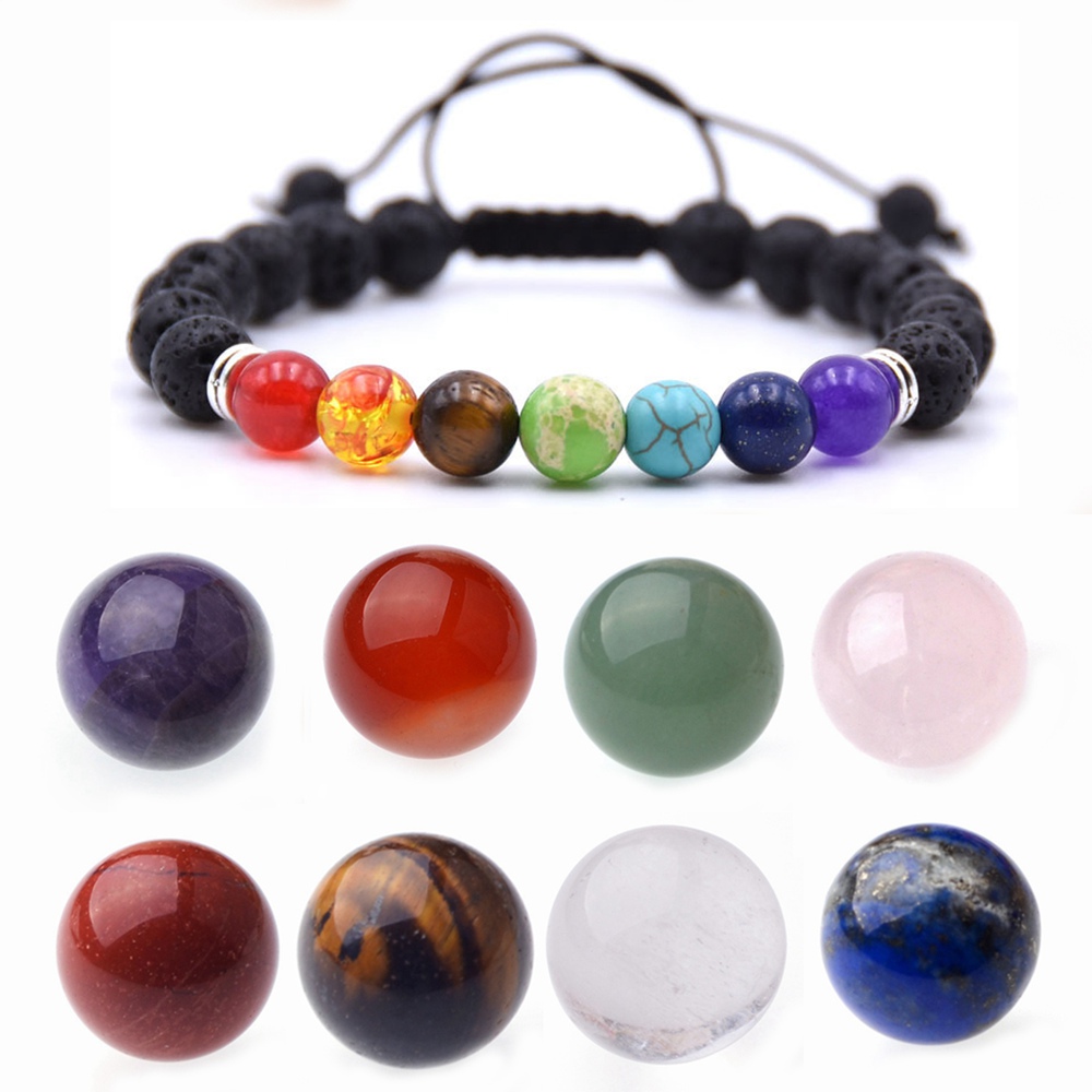 7 Chakra Stone Bracelet Gift Box Friends 7 Chakra Stone Spheres Collection Women Men Healing Yoga Quartz Crystal Pendant Necklace