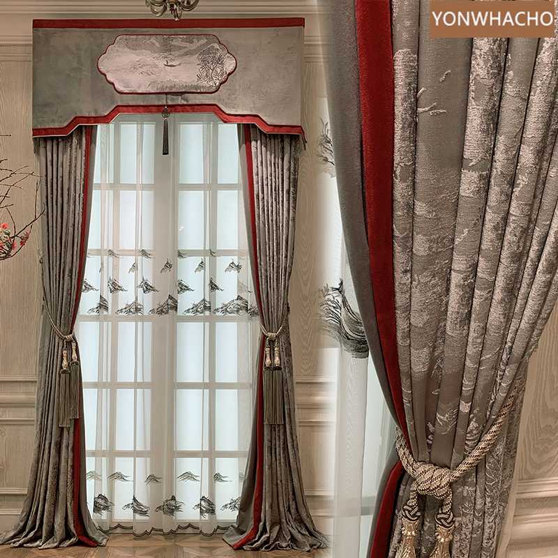 Custom curtains new Chinese gray high precision jacquard cloth embroidery yarn cloth blackout curtain valance tulle panel C1260
Custom curtains new Chinese gray high precision jacquard cloth embroidery yarn cloth blackout curtain valance tulle panel C1260