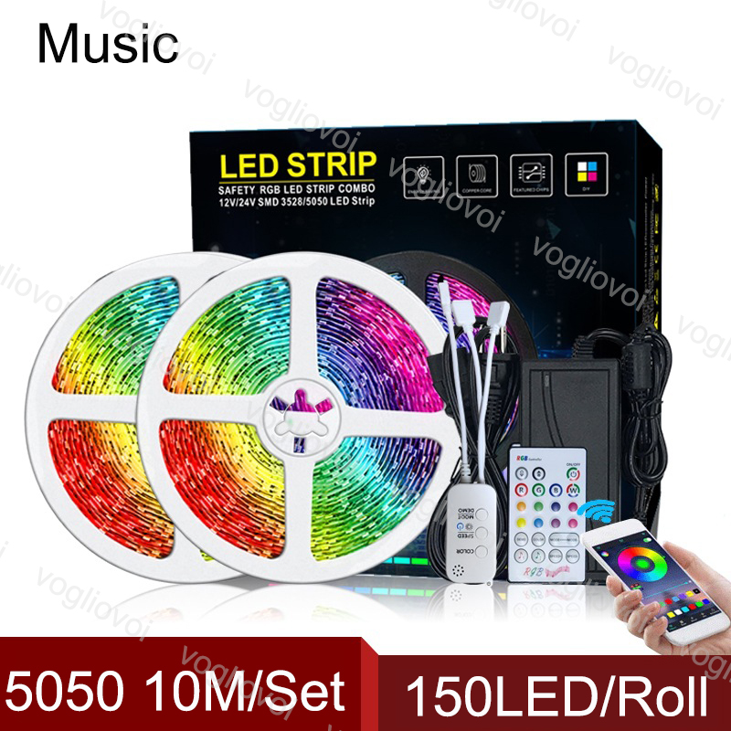Led Light Strip Bluetooth Music 10M SMD5050 150Leds/Roll DC12V RGB 23keys 110-240V 6A Adapter For Courtyard KTV Plaza DHL
Led Light Strip Bluetooth Music 10M SMD5050 150Leds/Roll DC12V RGB 23keys 110-240V 6A Adapter For Courtyard KTV Plaza DHL