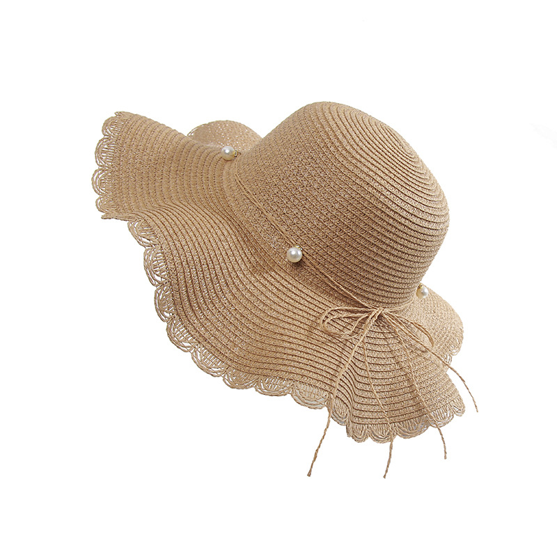 New Summer Beach Top Pearl Raffia Straw Hat Cap with Ribbons Ladies White Big Brim Floppy Sun Hats for Women Chapeau Paille, Beige
New Summer Beach Top Pearl Raffia Straw Hat Cap with Ribbons Ladies White Big Brim Floppy Sun Hats for Women Chapeau Paille, Beige