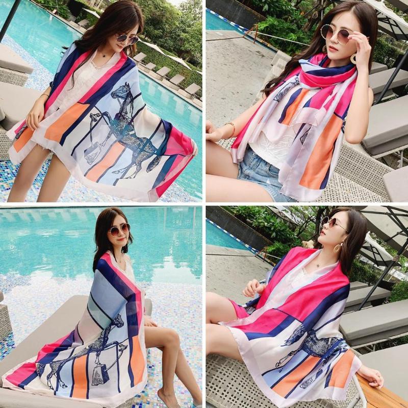New scarf, fashion catwalk, printed satin silk shawl, beach, air conditioning dual purpose shawl, 18
New scarf, fashion catwalk, printed satin silk shawl, beach, air conditioning dual purpose shawl, 18