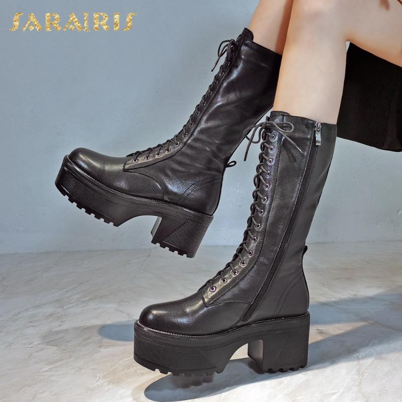 Sarairis Fashion New 2020 Genuine Cow Leather Motorcycle Boots Woman Shoes Zip Up Platform Thick Heels Mid Calf Boots Ladies, Black
Sarairis Fashion New 2020 Genuine Cow Leather Motorcycle Boots Woman Shoes Zip Up Platform Thick Heels Mid Calf Boots Ladies, Black