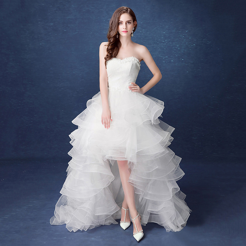 2019 New Front Short Long Back Strapless Wedding Dress Sweet Bride Dress With Train Customized Wedding Gown Vestido De Noiva L, Off white
2019 New Front Short Long Back Strapless Wedding Dress Sweet Bride Dress With Train Customized Wedding Gown Vestido De Noiva L, Off white