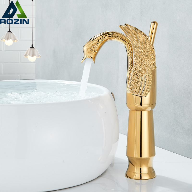 Swan Shape GoldenBasin Sink Faucet Bathroom Countertop Centerset Basin Mixer Tap Chrome Single Handle Swan Cold Hot Water Faucet
Swan Shape GoldenBasin Sink Faucet Bathroom Countertop Centerset Basin Mixer Tap Chrome Single Handle Swan Cold Hot Water Faucet
