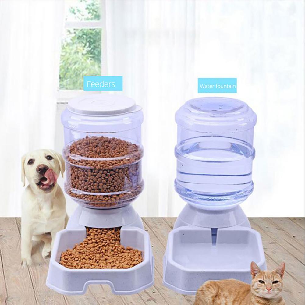 1Pc 3.8L Automatic Pet Feeder Dog Cat Drinking Bowl Large Capacity Water Food Holder Pet Supply Set Y200917