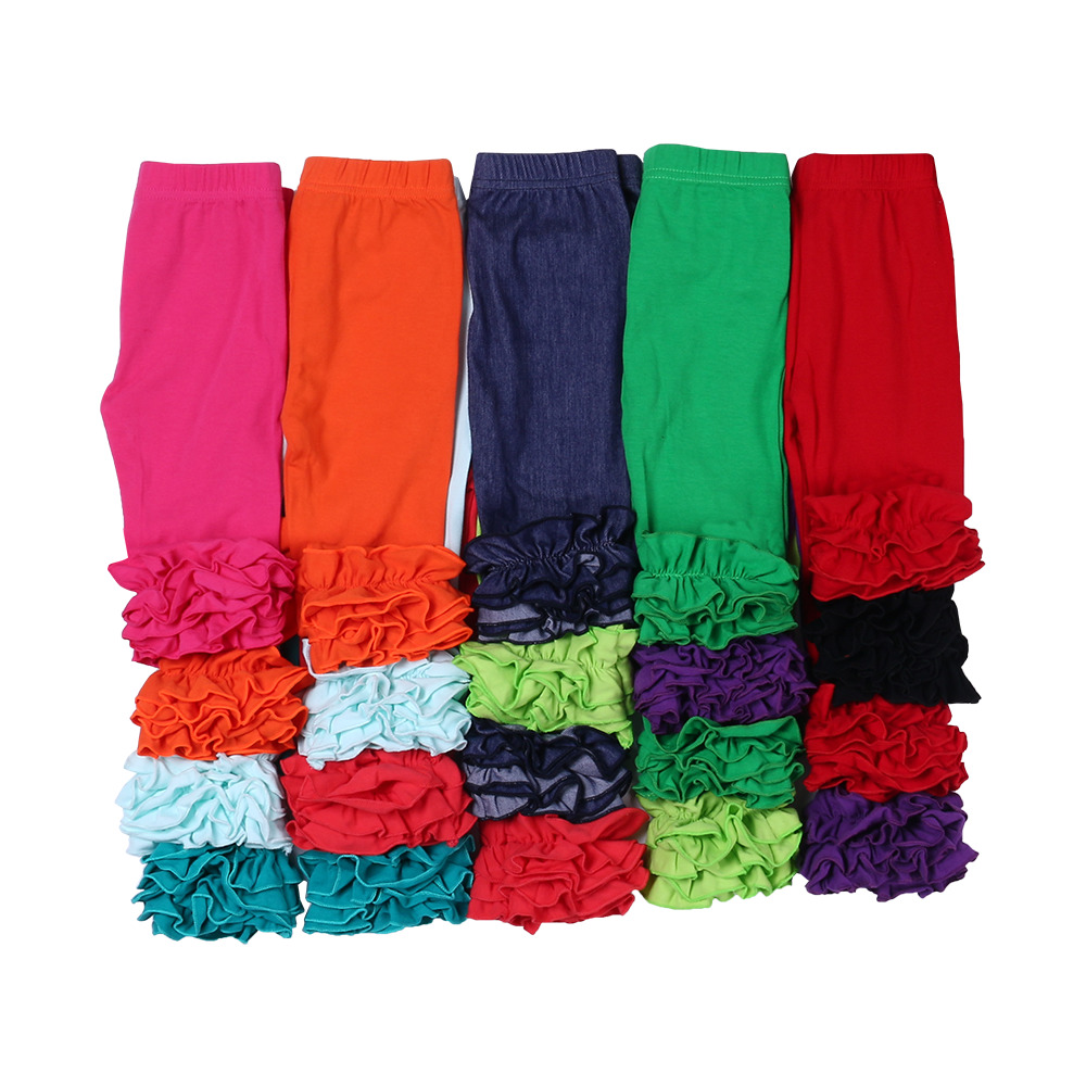 Toddler Little Girls Icing Ruffle Leggings Kids Long Boutique Trousers Baby Cotton Bottoms Elastic Waist Pants for girls MX200811
