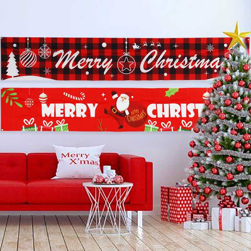 Merry Christmas Outdoor Banner Christmas Decorations For Home Cristmas Flag hanging ornaments Xmas navidad Noel Happy New Year