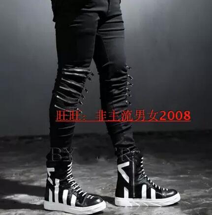 Men's New clothing personality hip-hop skinny jeans Small leg pants stretch knee zipper plus size singer DS DJ costumes -42, Black
Men's New clothing personality hip-hop skinny jeans Small leg pants stretch knee zipper plus size singer DS DJ costumes -42, Black