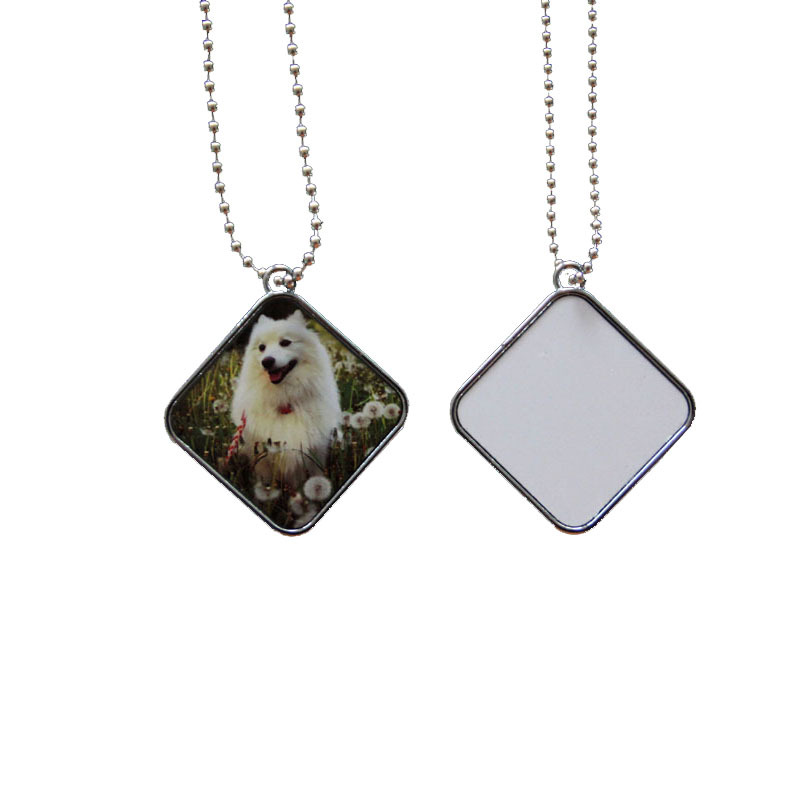 Blank white sublimation dog Stainless steel ID card Puppy Cat identification tag metal pet pendant with chain