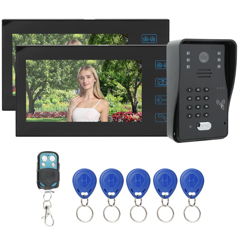 

smart doorbell 7inch TFT LCD Doorbell Remote Control Password Card Video Door Phone 1V2 Rainproof Night Vision Intercom