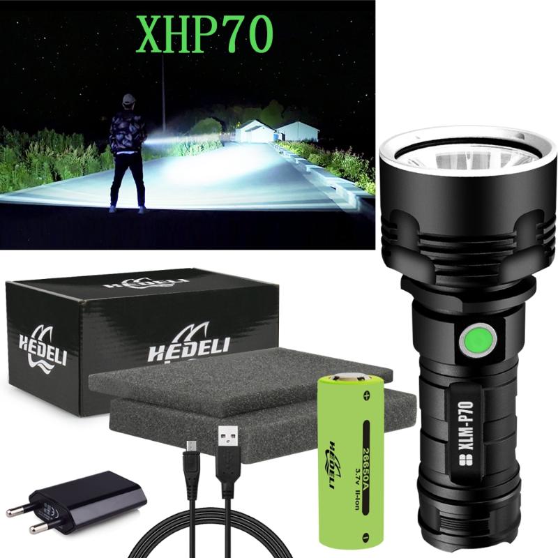 

300000 lm powerful led xhp70 flash light xml l2 LED torch rechargeable USB waterproof 18650 OR 26650 Torch hand lamp