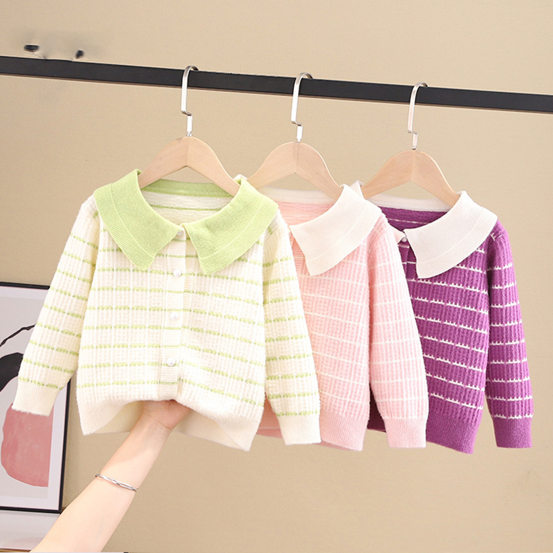 Girls sweater 2020 new Children knitted cardigan baby girls sweet lapel sweater coat kids stripe sweater for girl 1-6y, Green
Girls sweater 2020 new Children knitted cardigan baby girls sweet lapel sweater coat kids stripe sweater for girl 1-6y, Green