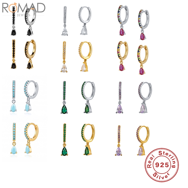 ROMAD 925 Sterling Silver Hoop Earrings For Women Colorful Zircon Earring Hoops Drop Turquoise Earings Luxury Jewelry Pendientes
ROMAD 925 Sterling Silver Hoop Earrings For Women Colorful Zircon Earring Hoops Drop Turquoise Earings Luxury Jewelry Pendientes
