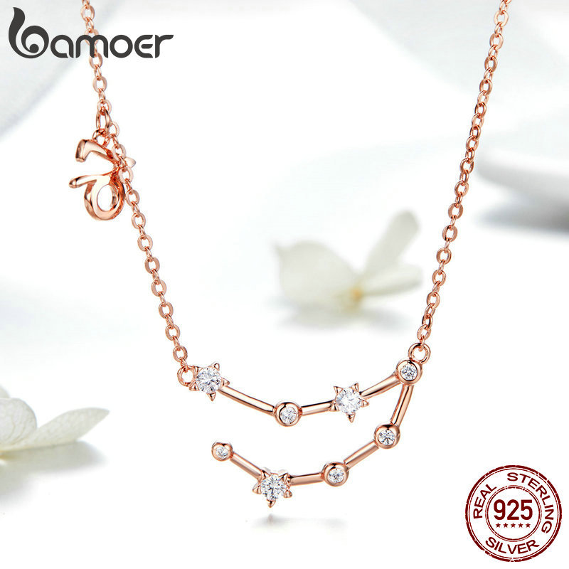 Real 925 Sterling Silver Crystal Taurus Capricorn Scorpio Twelve Pendant Necklaces Women Wedding Jewelry Y200810