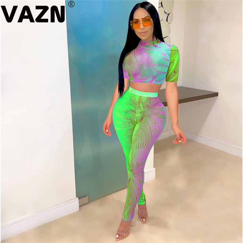 VAZN Women Long Sleeve CropTop Slim Outfit Tracksuit Two Pieces Set Tie Dye Print High elastic Skinny Female Sportswear T200810, White
VAZN Women Long Sleeve CropTop Slim Outfit Tracksuit Two Pieces Set Tie Dye Print High elastic Skinny Female Sportswear T200810, White
