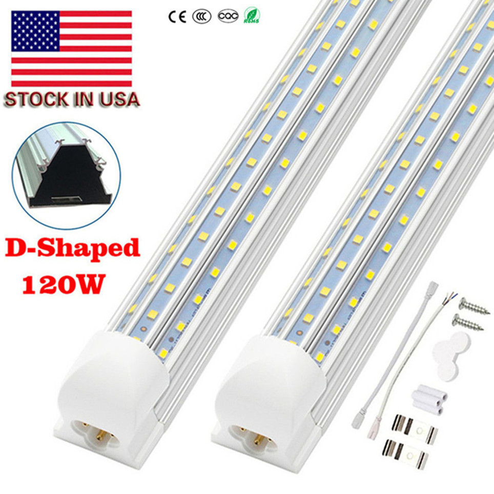 V-Shaped Integrate T8 LED Tube 2400MM 4 8 ft Feet 120W LED Fluorescent Lamp 8ft 4ft LED Light Tubes Cooler Door Lighting CRESTECH