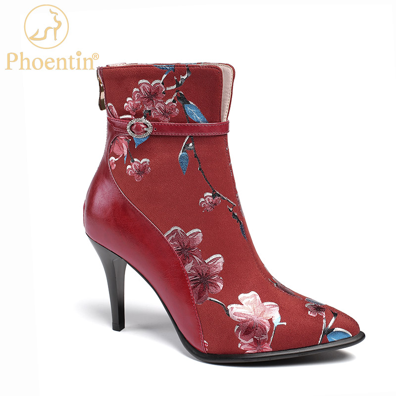 Phoentin embroidery boot high heel female flower women's shoes 2020 patchwork thin high heels pointed toe boots ladies FT1121, Red
Phoentin embroidery boot high heel female flower women's shoes 2020 patchwork thin high heels pointed toe boots ladies FT1121, Red