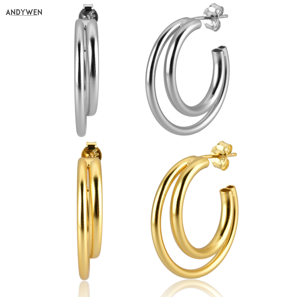ANDYWEN 925 Sterling Silver Gold Big Double Circle Hoops Earring Large Hollow Cross Pendiente Luxury Women Ohrringe Jewelry
ANDYWEN 925 Sterling Silver Gold Big Double Circle Hoops Earring Large Hollow Cross Pendiente Luxury Women Ohrringe Jewelry