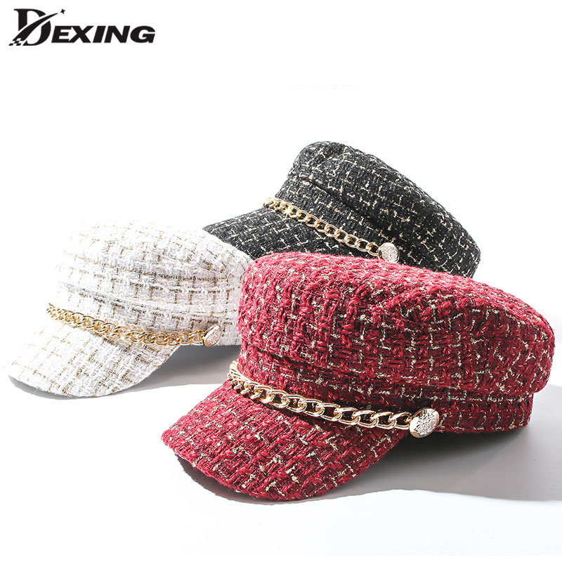 Berets Ladies Autumn Winter Chain Tweed Hat For Women Female Flat Salior Travel Painters Cap, Black
Berets Ladies Autumn Winter Chain Tweed Hat For Women Female Flat Salior Travel Painters Cap, Black