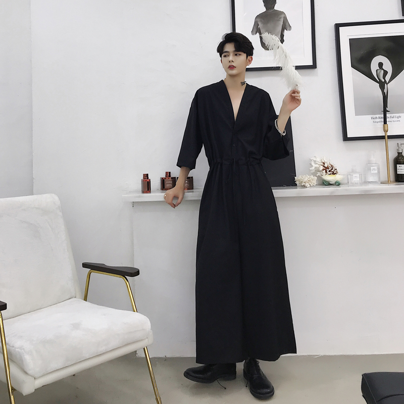 Men Short Sleeve V-neck Casual Jumpsuit Wide Leg Pant Male Japan Street Harem Pants Overalls Jumpsuit Hip Hop Trousers Loose Mid, Black
Men Short Sleeve V-neck Casual Jumpsuit Wide Leg Pant Male Japan Street Harem Pants Overalls Jumpsuit Hip Hop Trousers Loose Mid, Black