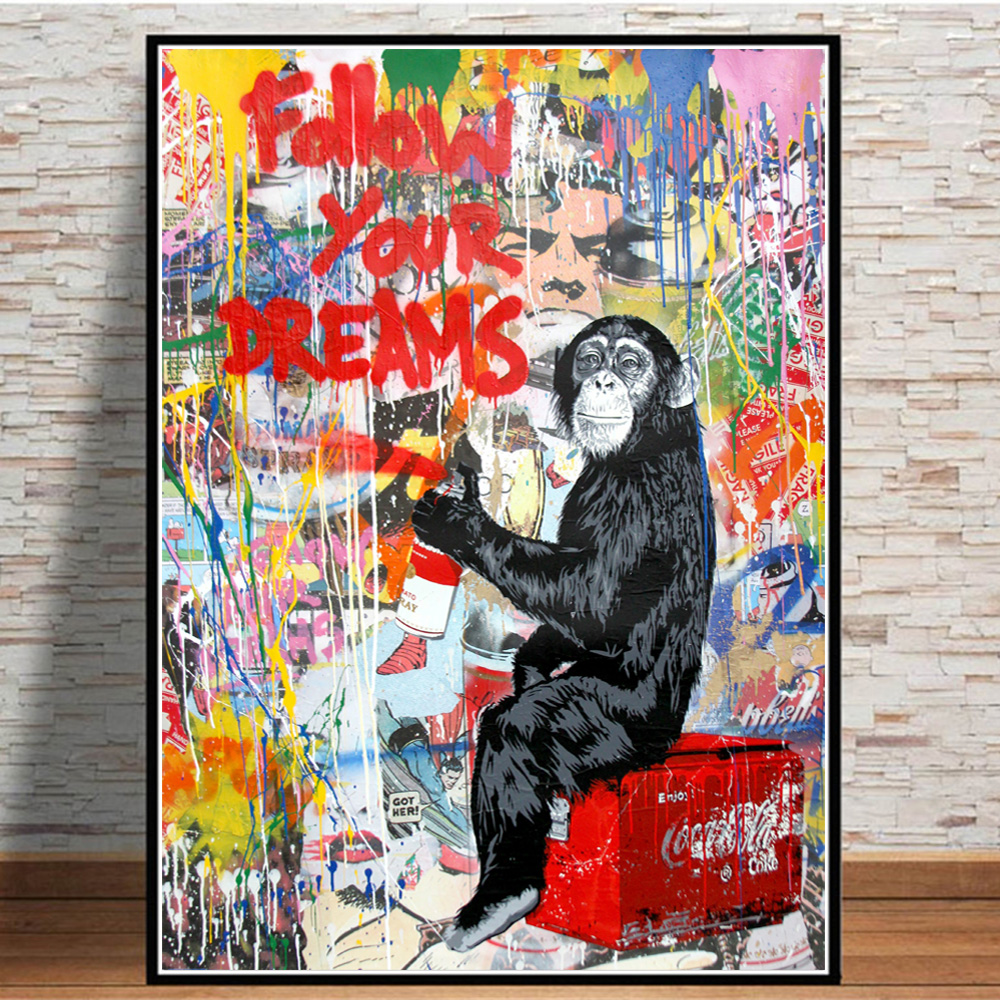 Abstract Follow Your Dreams Graffiti Canvas Paintings Monkey Street Art Posters And Prints Animals Wall Pictures Room Decoration
Abstract Follow Your Dreams Graffiti Canvas Paintings Monkey Street Art Posters And Prints Animals Wall Pictures Room Decoration
