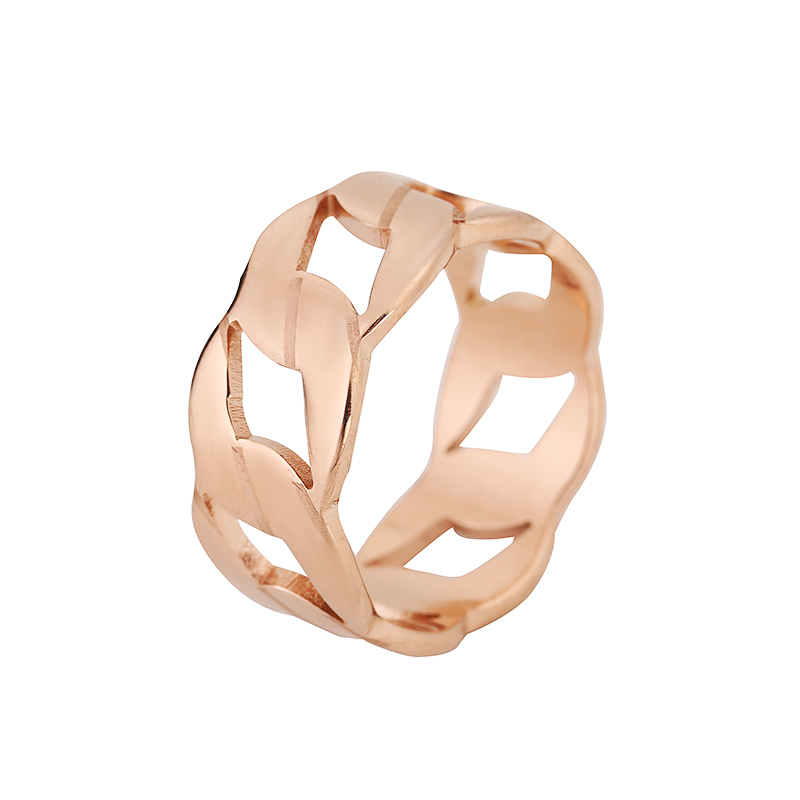 Ring Stainless Steel Fashion Simple Temperament Creative Strap Shape Personality Chain Hollow Striped Color Gold Ring Jewelry Gift
Ring Stainless Steel Fashion Simple Temperament Creative Strap Shape Personality Chain Hollow Striped Color Gold Ring Jewelry Gift