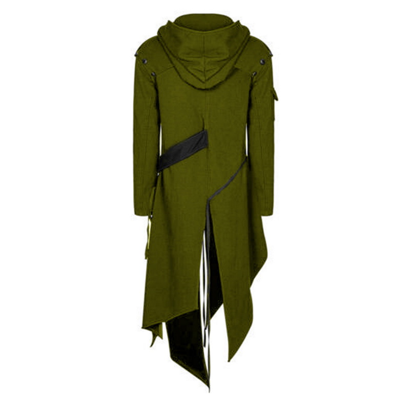 Men's Trench Coats HEFLASHOR Men Gothic Style Hip Hop Coat Hooded Cloak Men's Irregular Design Long Cardigan Street Punk Vintage Jacket