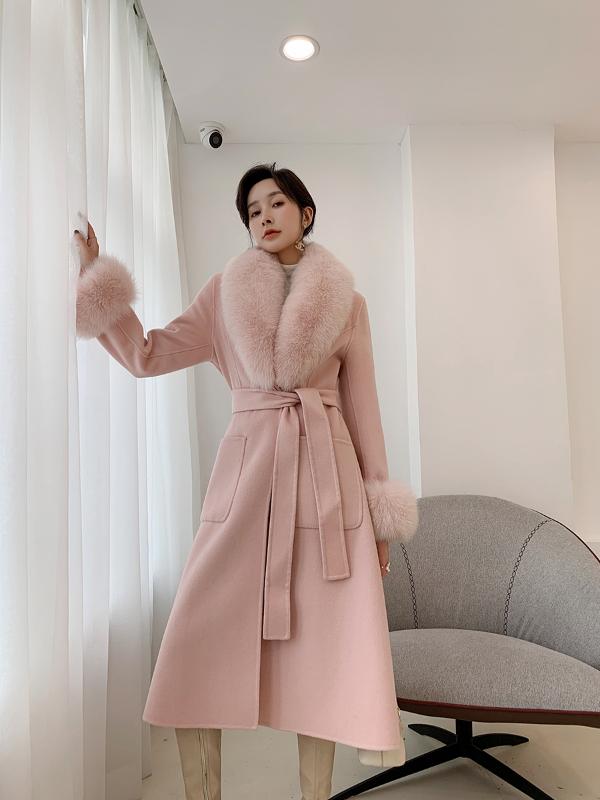 Real wool coat women winter 2020 new fashion fur collar long size Woollen overcoat, Pink
Real wool coat women winter 2020 new fashion fur collar long size Woollen overcoat, Pink