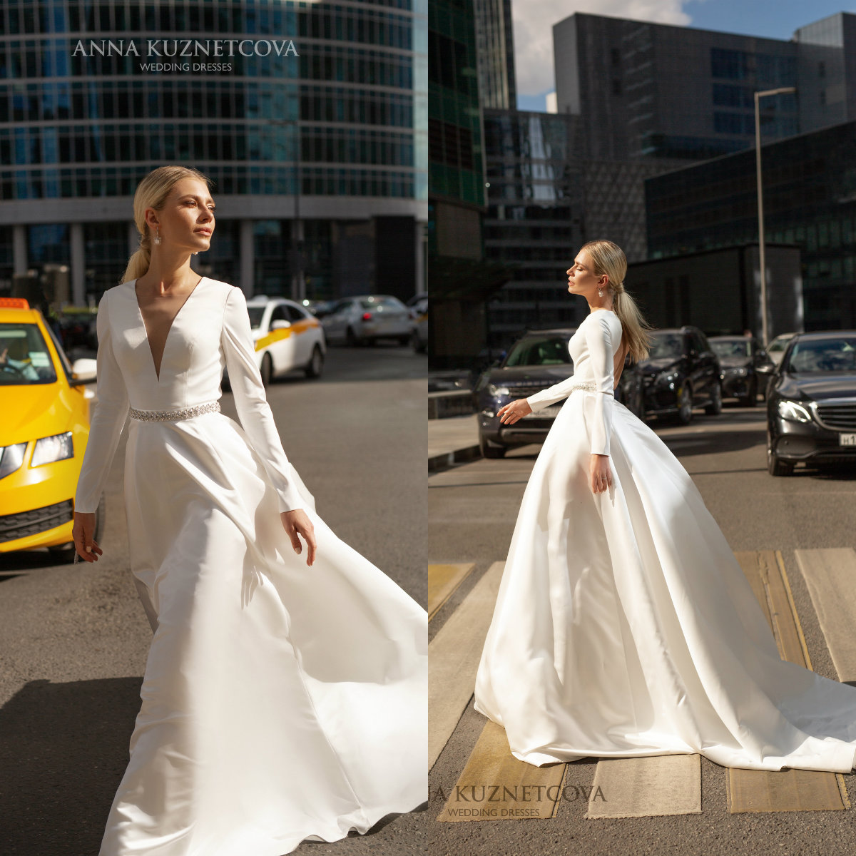 2021 Fashion Wedding Dresses V Neck Long Sleeves Lace Satin Bridal Gowns Custom Made Hollow Back Sweep Train A-Line Wedding Dress, White
2021 Fashion Wedding Dresses V Neck Long Sleeves Lace Satin Bridal Gowns Custom Made Hollow Back Sweep Train A-Line Wedding Dress, White