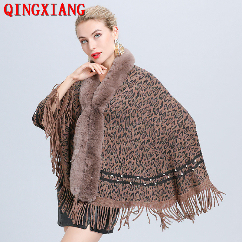 6 Colors 2020 160*70cm Winter Women Faux Fur Collar Tassel Leopard Capes Beading Pearl Cardigan Autumn Loose Coat
6 Colors 2020 160*70cm Winter Women Faux Fur Collar Tassel Leopard Capes Beading Pearl Cardigan Autumn Loose Coat
