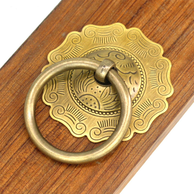 carving Chinese antique drawer circle knob furniture door handle hardware Classical wardrobe cabinet shoe closet cone vintage pull ring