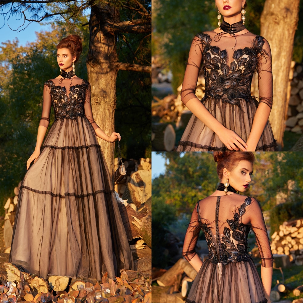 Sexy Illusion Black A-line Evening Dresses Jewel Beads Feather Formal Party Gowns Hot Sale Custom Made Prom Dress Red Carpet Dress