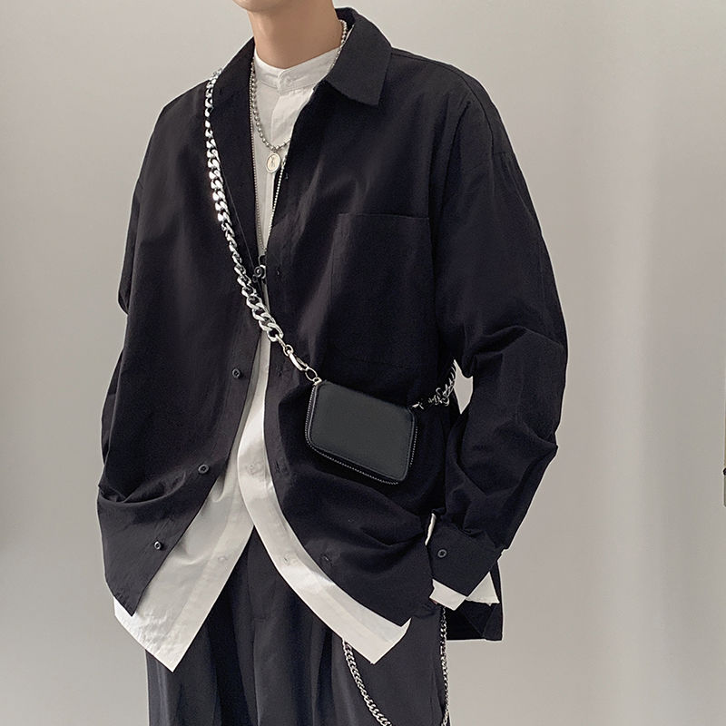 Men's shirts 2020 Spring and Autumn slim solid color false two long sleeve shirts loose casual lapel fashion youth men's wear, Black
Men's shirts 2020 Spring and Autumn slim solid color false two long sleeve shirts loose casual lapel fashion youth men's wear, Black