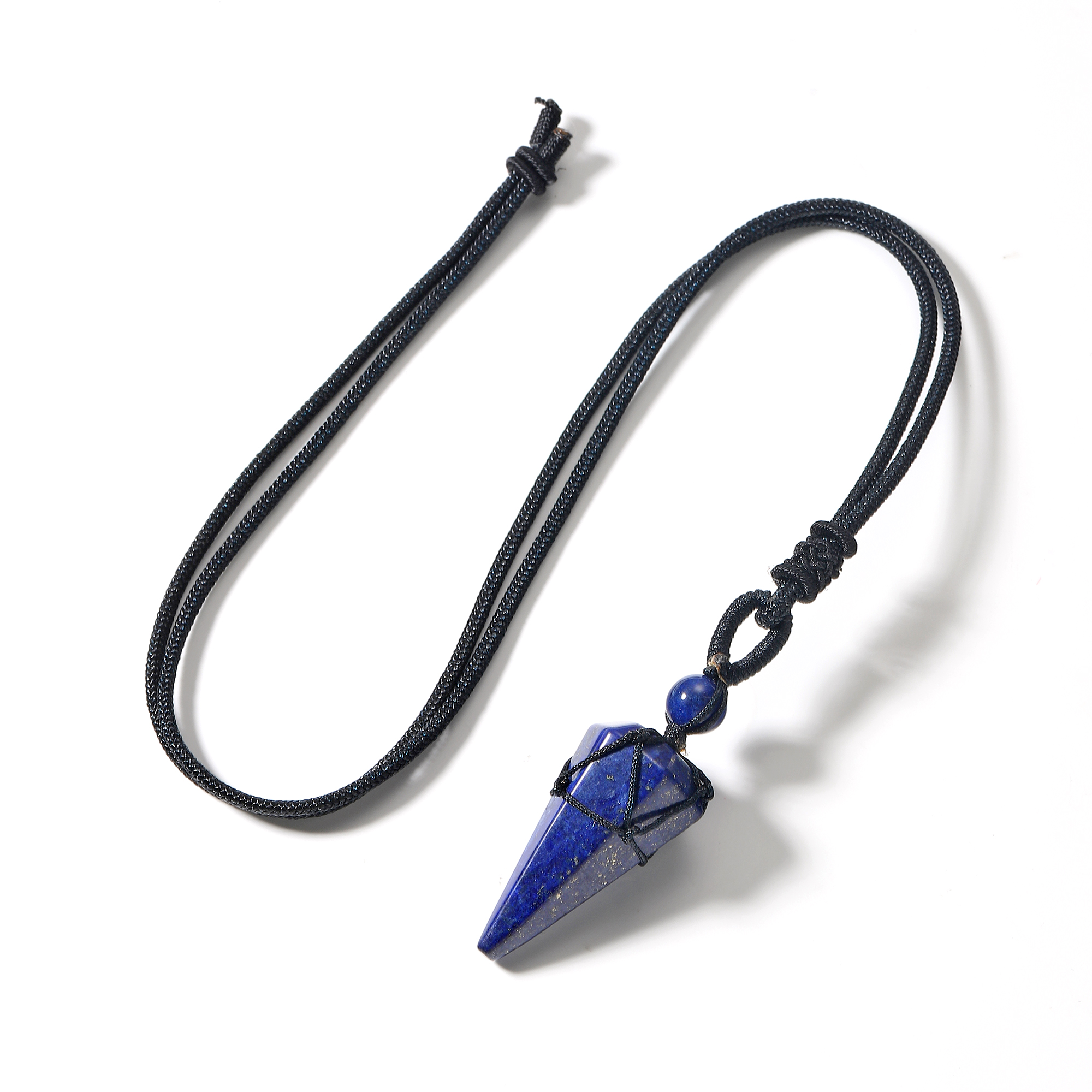 Long Chain Hexagonal Point Pendants Healing Quartz Crystal Dowsing Pendulums Reiki Chakra Yoga Necklaces Cord Adjustable for women men