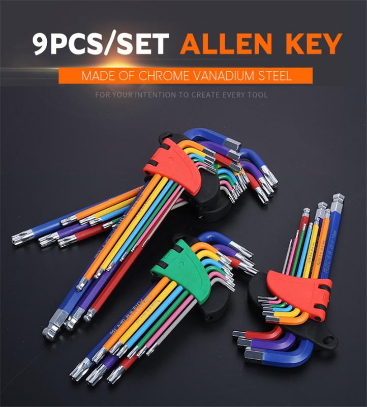 Color Allen Wrench Screwdriver Universal Allen Wrench 9 Piece Spherical Torx Tool L Type Tool Set Folding Multifunction
Color Allen Wrench Screwdriver Universal Allen Wrench 9 Piece Spherical Torx Tool L Type Tool Set Folding Multifunction