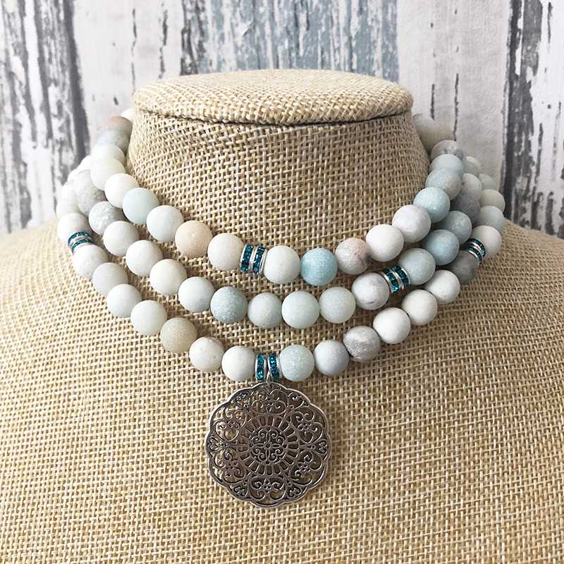 108 Matte Amazonite Beaded OM Necklace Mandala Charm Boho Jewelry Women Healing Stone Mandala Necklace
108 Matte Amazonite Beaded OM Necklace Mandala Charm Boho Jewelry Women Healing Stone Mandala Necklace