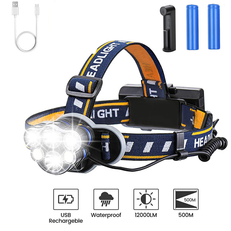 Rechargeable Headlamp 1200 Lumen 6 LED 8 Modes USB Rechargeable Headlight Waterproof LED Head Torch for Camp Fishing
Rechargeable Headlamp 1200 Lumen 6 LED 8 Modes USB Rechargeable Headlight Waterproof LED Head Torch for Camp Fishing