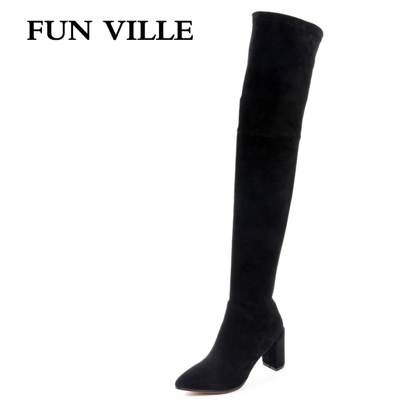 FUN VILLE 2020 New Fashion Autumn Women Over the knee Boots Stretch fabric High Quality Solid Pointed toe slip-on size 34-42, Black
FUN VILLE 2020 New Fashion Autumn Women Over the knee Boots Stretch fabric High Quality Solid Pointed toe slip-on size 34-42, Black