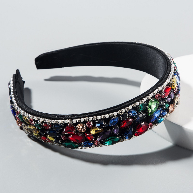 Ins Popular Rhinestone Headbands Baroque Hairband Crystal Wide Headband Fashion Temperament Headwear Wedding Hair Jewelry for Wome