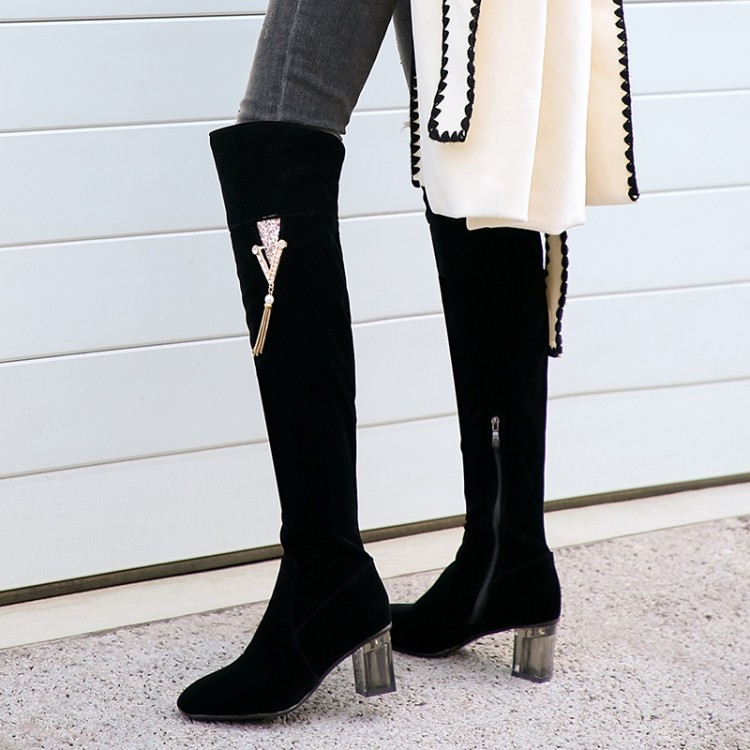 PXELENA Lady Over The Knee Riding Boots 2020 Autumn Winter Crystal Chain Decor Side Zip Fashion Thigh High Boots Women Shoes Hot, Black plush
PXELENA Lady Over The Knee Riding Boots 2020 Autumn Winter Crystal Chain Decor Side Zip Fashion Thigh High Boots Women Shoes Hot, Black plush