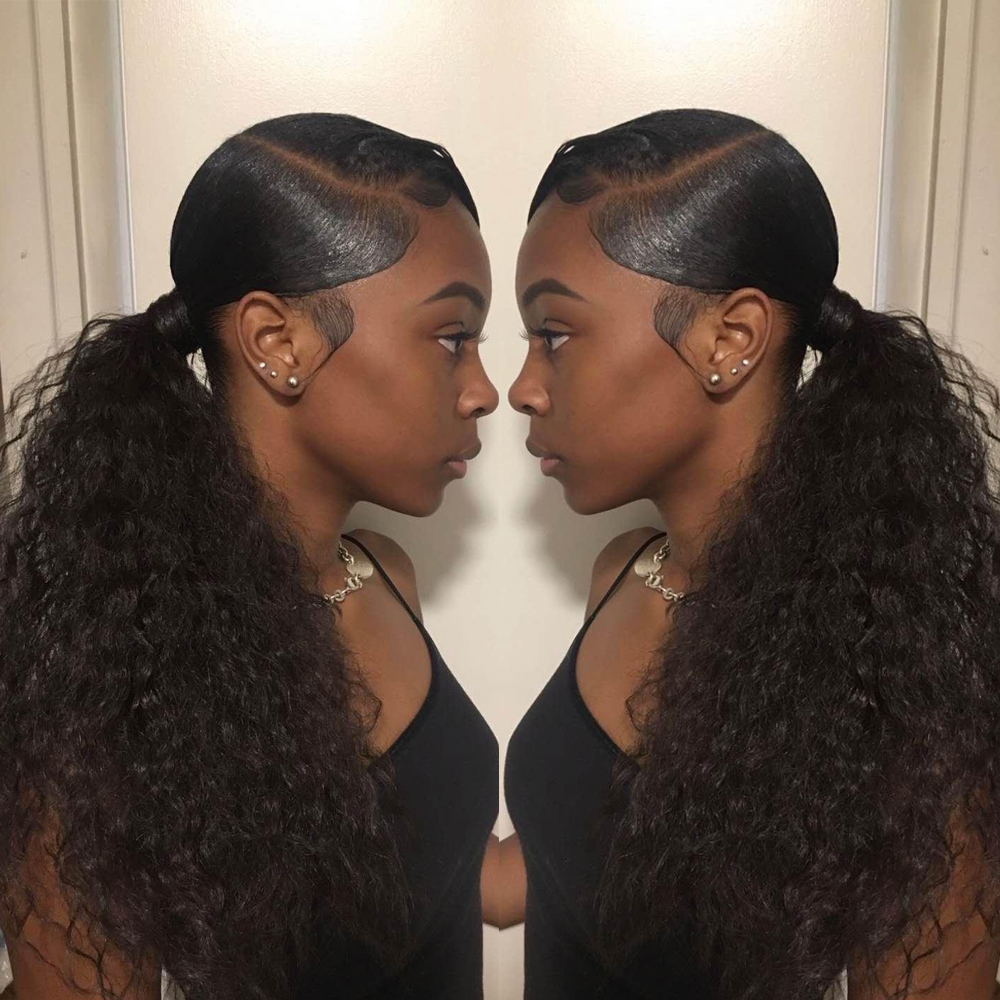 Natural kinky curly ponytail for black women wraps around clip in human hair ponytail 120g