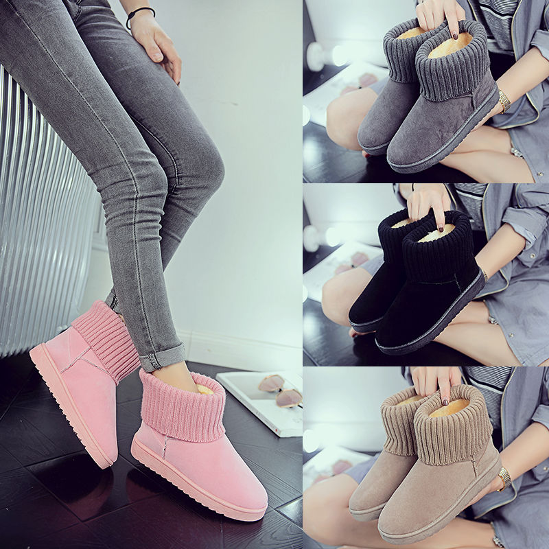 Classic Snow Boots 2024 New Winter Women Fashion knitting Cotton Boots Student Comfortable Non-slip Flat Short Boots Cotton shoes 35-40