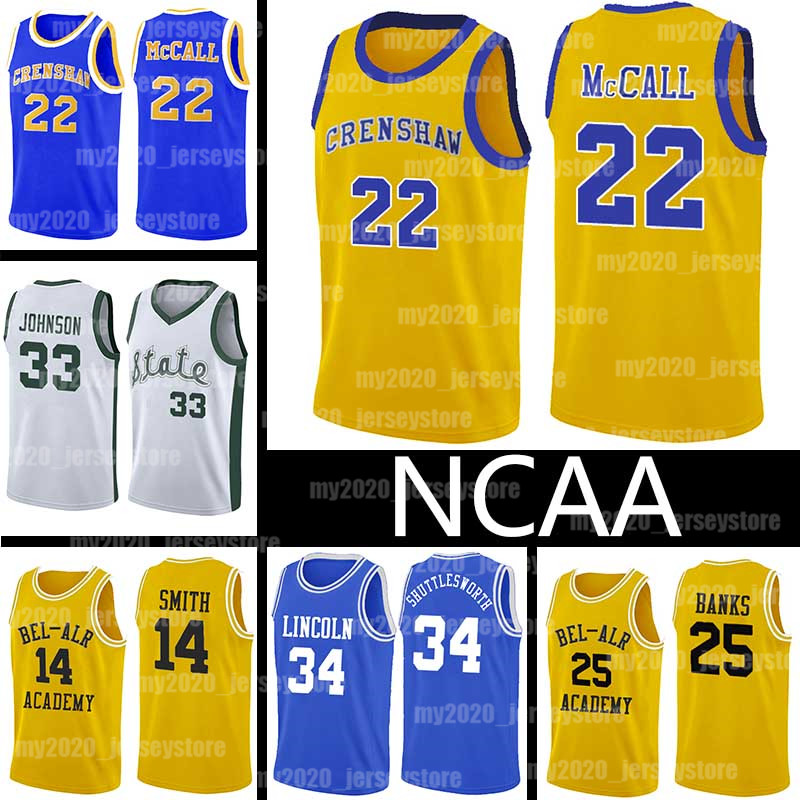 

NCAA 22 Quincy McCALL Jerseys Will Smith Carlton Banks BEL-AIR Academy Crenshaw High School LOVE and BASKETBALL MOVIE JERSEY Basketball