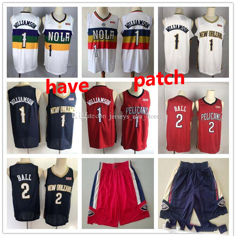 Men s New OrleansPelicansThrowback jersey Zion 1 Williamson Lonzo 2 Ball Basketball Shorts Basketball Jerseys Purple White Red 01
