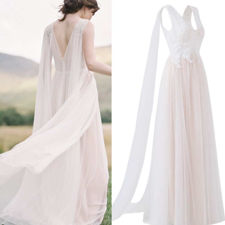 2021 Elegant Boho Chiffon Wedding Dresses With Ribbon Open Back V Neck Beach Bridal Gowns Simple Country Engagement Dress Plus Size