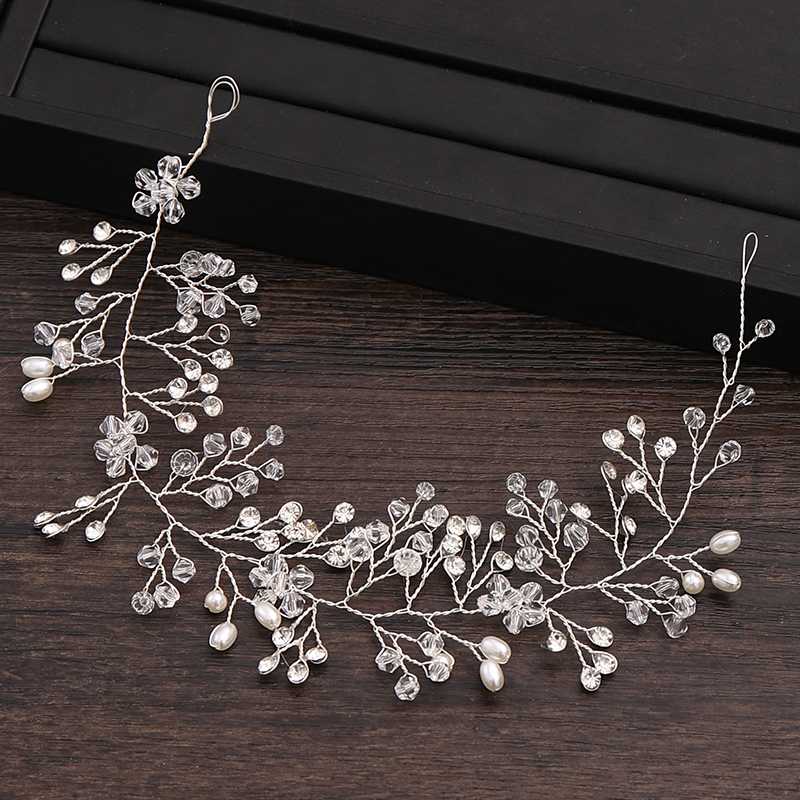 Rhinestone Pearl Headband Wedding Hair Accessories Bridal Tiara Handmade Wedding Headband Headpiece Women Hair Jewelry Ornaments