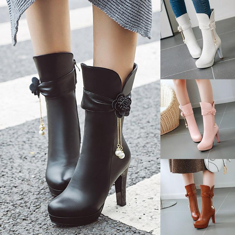 Winter Boots Women Short Plush Winter High Heel Round Head Warm Zipper Women's Boots Flower Pearl Low Thick Heel Shoe, Pink
Winter Boots Women Short Plush Winter High Heel Round Head Warm Zipper Women's Boots Flower Pearl Low Thick Heel Shoe, Pink