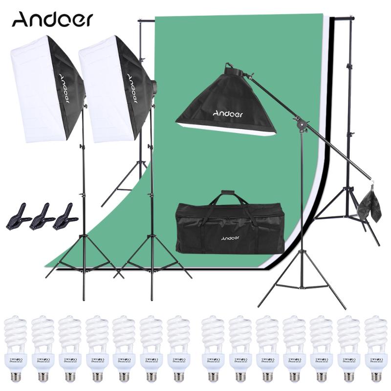 Andoer Photo Studio Lighting Kit 3pcs 50*70cm Softbox 12pcs45W Bulb 3pcs 4in1 Bulb Socket Light Stand Cantilever Stick etc
Andoer Photo Studio Lighting Kit 3pcs 50*70cm Softbox 12pcs45W Bulb 3pcs 4in1 Bulb Socket Light Stand Cantilever Stick etc